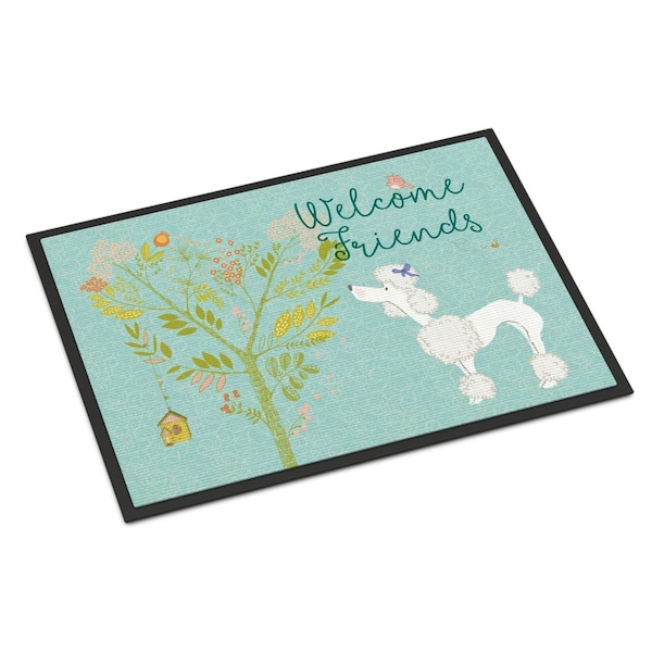 Carolines Treasures Welcome Friends White Poodle Indoor or Outdoor Mat, 18 x 27 in. BB7614MAT - main
